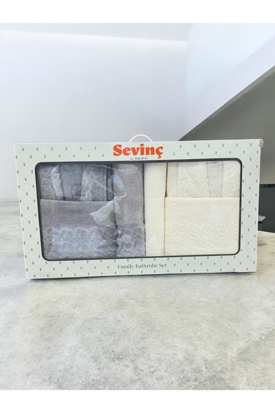 Newsevinç Ev Tekstili Sevinç Family Bathrobe Set - 6 Piece Premium Set