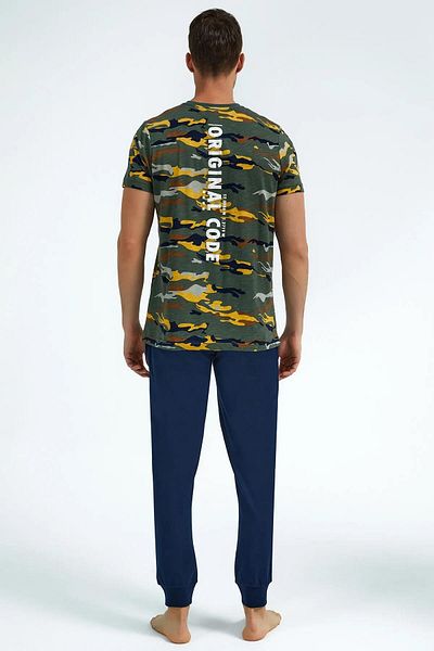 ROLY POLY 2726 Navy Blue Khaki Camouflage Elastic Leg Pajama Suit
