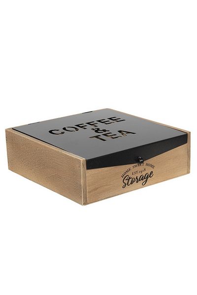 Clayre & Eef Wood tea box 6 compartments 24x25x8 cm