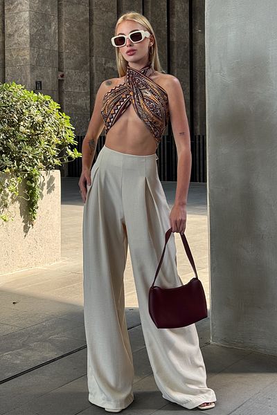VAGGON Women's Mix Pants Bustier Bag and Glasses - Boho Whisper's V00050