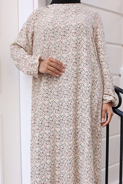 Moda MSK Φόρεμα βισκόζης με μοτίβο λουλουδιών μπεζ