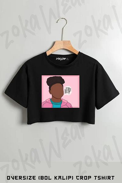 ZOKAWEAR Stranger Things Nerd Erica Sinclair Printed Oversize Crop T-Shirt