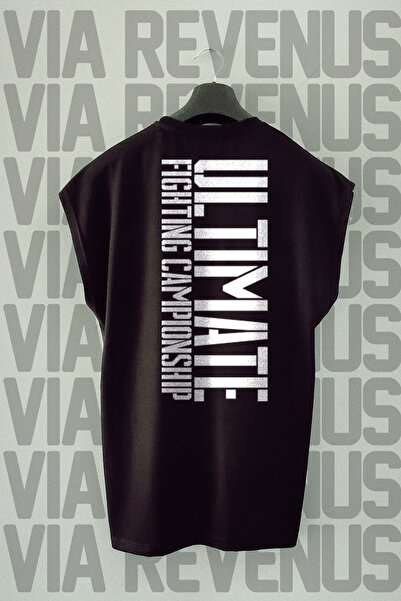 Vordevia Tricou sport cu mâneci zero cu imprimeu pe spate