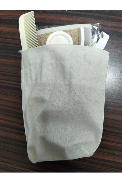 ilkadimbuklet Natural Jute Bath Loofah Set – Includes Comb, Soap & Toothbrush |   Drawstring, Handheld |   Cloth Bag