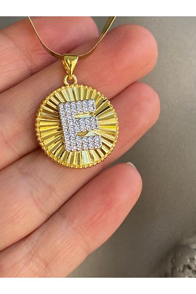 Lucios Letter E Stainless Steel Necklace 40+5 cm