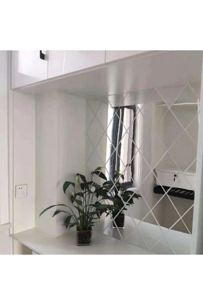 OEM Set de 58 de oglinzi decorative acrilice autoadezive, model romb, dimensiune 100 cm x 100 cm