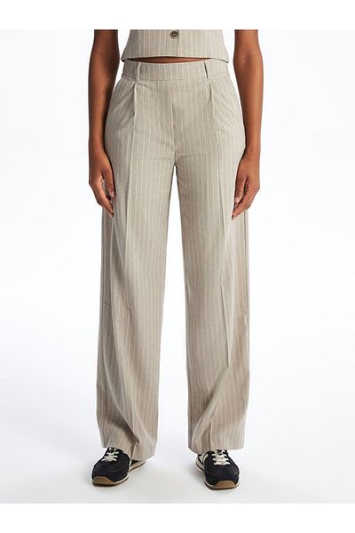 LC Waikiki Xside Buy Zipper Striped Linen Blend Women's Pants