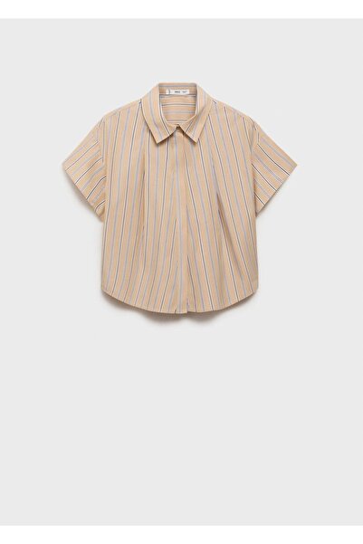 MANGO Woman Ριγέ κοντομάνικο πουκάμισο