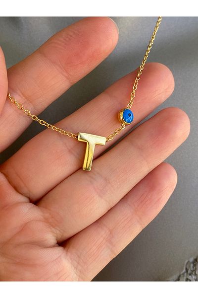 Lucios Letter t Stainless Steel Necklace 40+5 cm