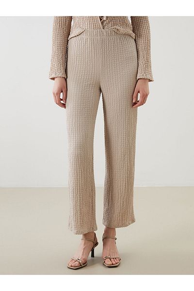 LC Waikiki New Season Women's Textured Trousers with Elastic Waist - S5Jm28Z8