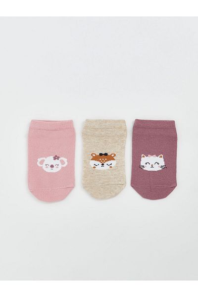 LC Waikiki New Season Printed Girls' Booties Socks 3-Piece - S5Kq87Z1