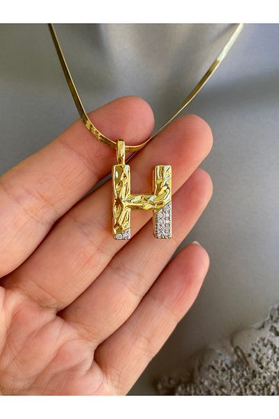 Lucios H Letter Stainless Steel Necklace 40+5 cm
