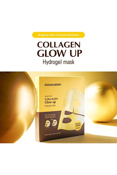 EQQUALBERRY Collagen Glow Up Mask - Niacinamide & Low Molecular Collagen for Brightening and Radianc
