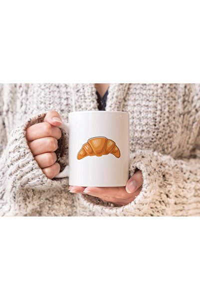 MODA كوب بورسلين هدية مطبوع عليه كرواسون