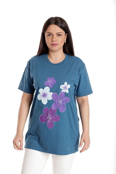 Eranthe Bluza Dama, Albastru cu Pictura Murala II