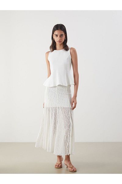 LC Waikiki Μπλούζα LCW Vision Boat Neck Peplum