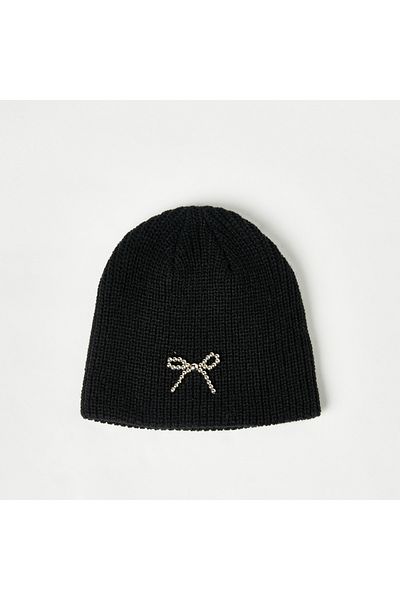 Juniors Bow Embellished Beanie Cap