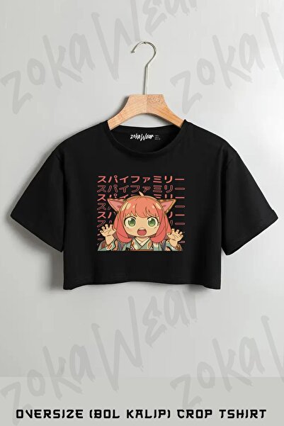 ZOKAWEAR Spy X Family Anya Forger2 Τυπωμένο υπερμεγέθη Crop T-Shirt