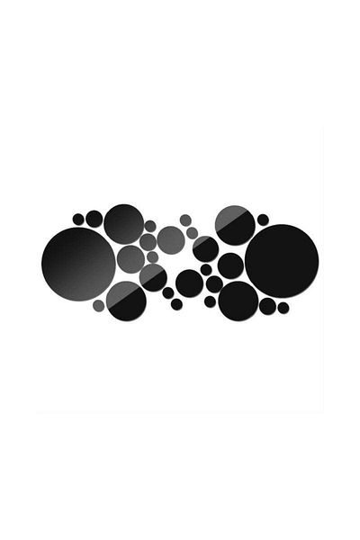OEM Autocolante decorative rotunde pentru oglinzi acrilice, 21x52 cm, 26 buc, negre