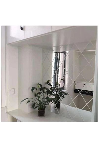 OEM Set de 174 de oglinzi acrilice din PVC, autoadezive pentru decorarea pereților, argintii, 300 x 100 cm, premium