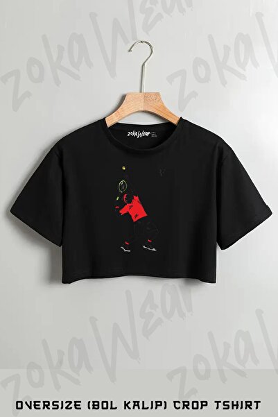 ZOKAWEAR Tricou oversize cu imprimeu tenis Roger Federer