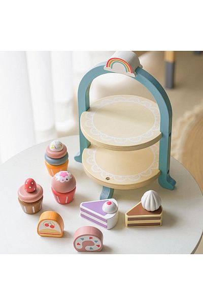 Malvys Eco-friendly wooden play set, Cake Stand, 8 pieces