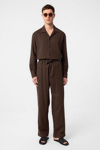 Antioch Brown Textured Men's Trousers