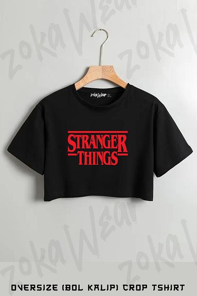 ZOKAWEAR Stranger Things 2 Printed Oversize Crop T-Shirt