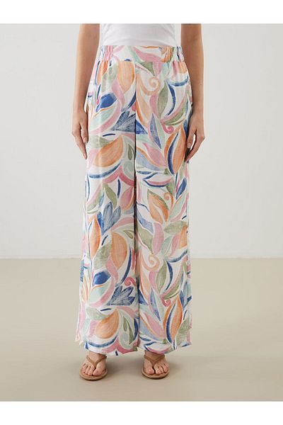 LC Waikiki New Season Elastic Waist Patterned Wide Leg Women's Trousers - S5Kr01Z8