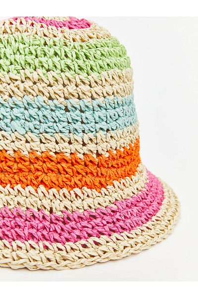 LC Waikiki New Season Color Block Baby Girl Straw Hat - S5G246Z1