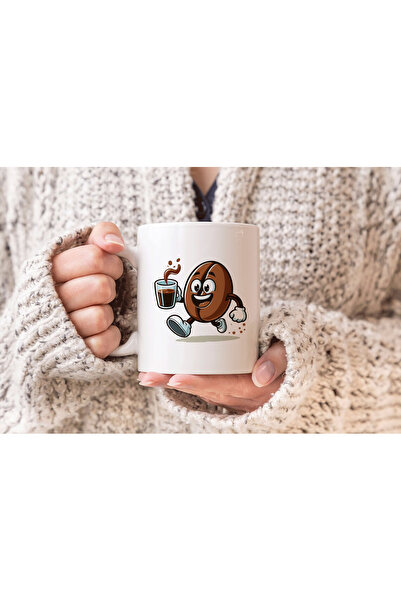 MODA كوب بورسلين هدية مطبوع عليه حبوب القهوة