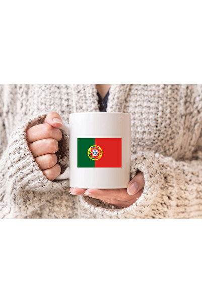 MODA كوب بورسلين هدية مطبوع عليه علم البرتغال