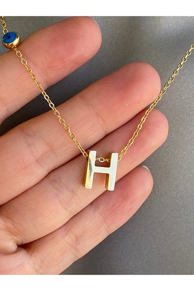 Lucios H Letter Stainless Steel Necklace 40+5 cm