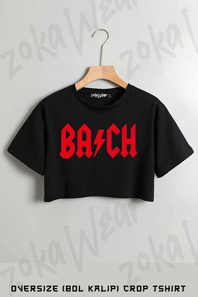 ZOKAWEAR Bach, Like Acdc, Classical Music Printed Oversize Crop T-Shirt