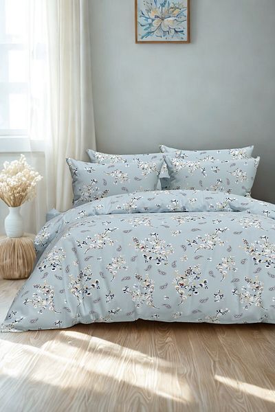 Shopyteks Комплект завивка Ranforce Blue с етнически мотиви, двоен размер, размер King