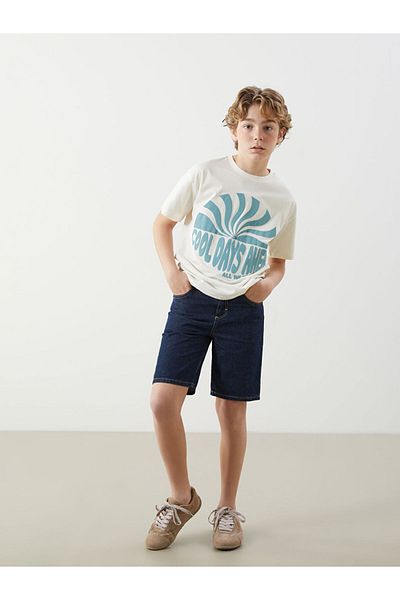 LC Waikiki New Season Boys' Jean Shorts with Adjustable Elastic Waist - S5Dp94Z4