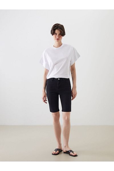 LC Waikiki Jeans Black Bermuda Fit Women's Jean Shorts