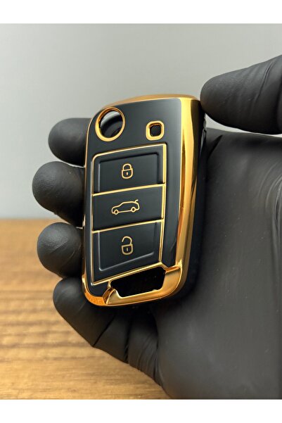 Mavi Keys Husă de protecție din silicon cu 3 butoane pentru telecomandă, compatibilă cu Volkswagen, Skoda, Seat MQB, Nano Case, neagră