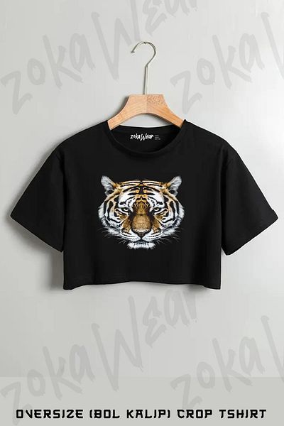 ZOKAWEAR Tiger V5 Printed Oversize Crop T-Shirt