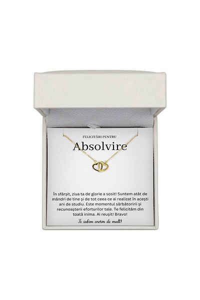 The Jewel Heart Colier Absolvire Cu Mesaj – Cadou Din Argint 925 Placat Cu Aur 14K, Ambalat În Cutie Elegantă Cu LED