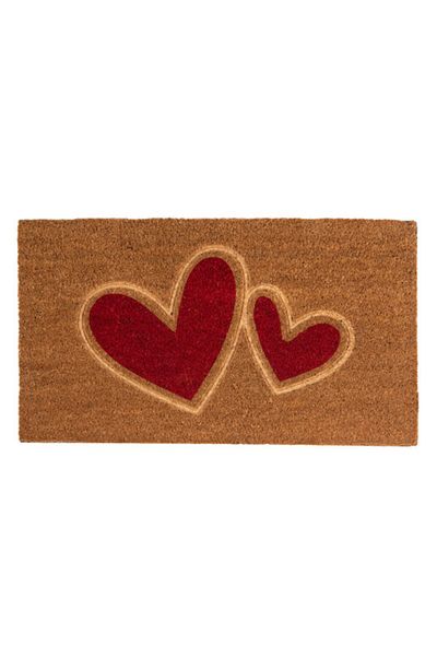 Clayre & Eef Entrance Mat for Home, Coconut Fibers, Red Brown Rubber 75x45x1cm