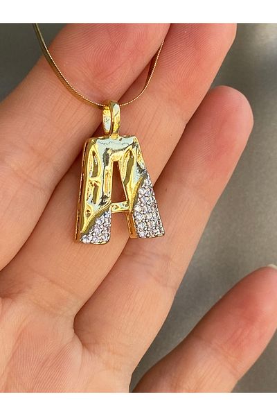 Lucios Letter a Stainless Steel Necklace 40+5 cm