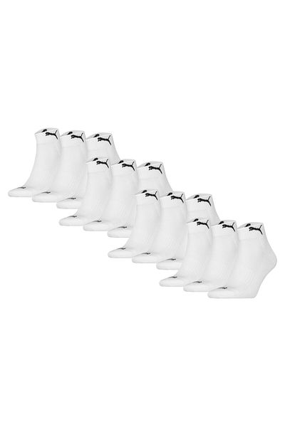 Puma Unisex Quartersocken, 12er Pack - Cushioned Quarter 12P, Logo, einfarbig