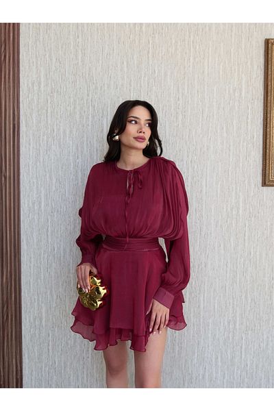 ESRAHELVACI Φόρεμα από τούλι ζακάρ με βάτα