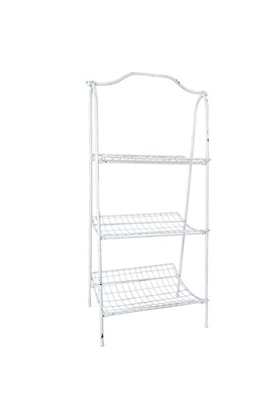 Clayre & Eef Alb plută fier forjat vintage 3 polite 42x36x95 cm