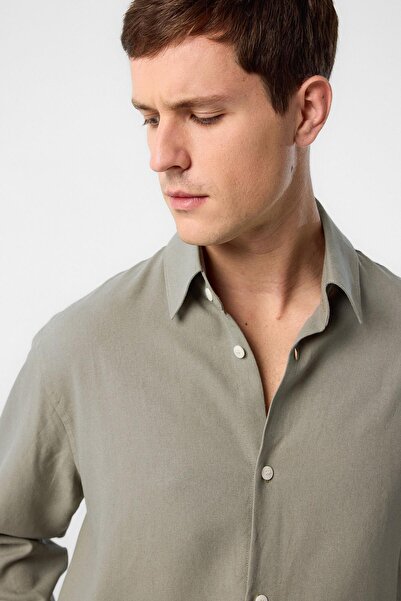 Antioch Khaki Relax Fit Linen Blended Men's Shirt