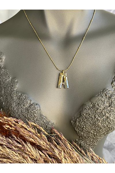 Lucios Letter a Stainless Steel Necklace 40+5 cm