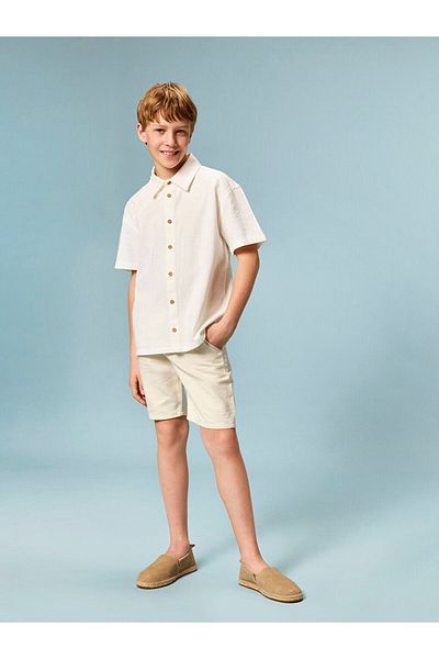 LC Waikiki New Season Elastic Waist Linen Blend Boys Shorts - S5Do57Z4