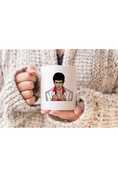 MODA كوب بورسلين هدية مطبوع عليه وجه جرح سكارفيس توني مونتانا