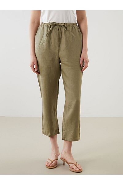 LC Waikiki New Season Elastic Waist Linen Women's Trousers - S5K576Z8